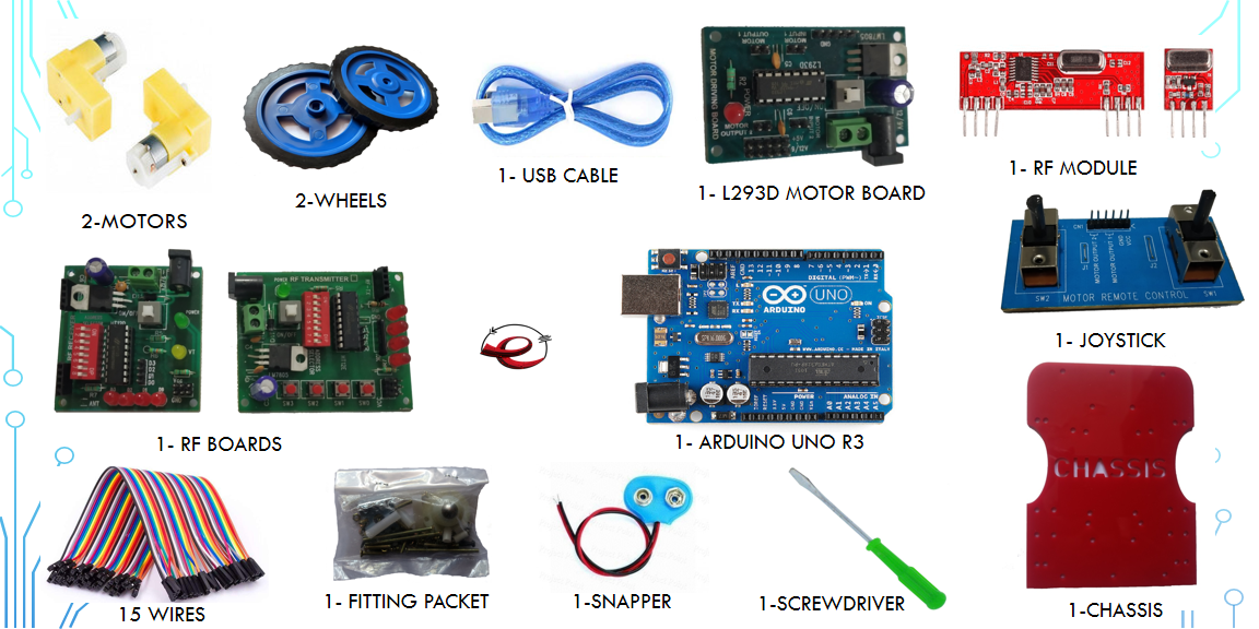 19 in 1 Multipurpose Arduino Uno R3 Based Robotic DIY Kit
