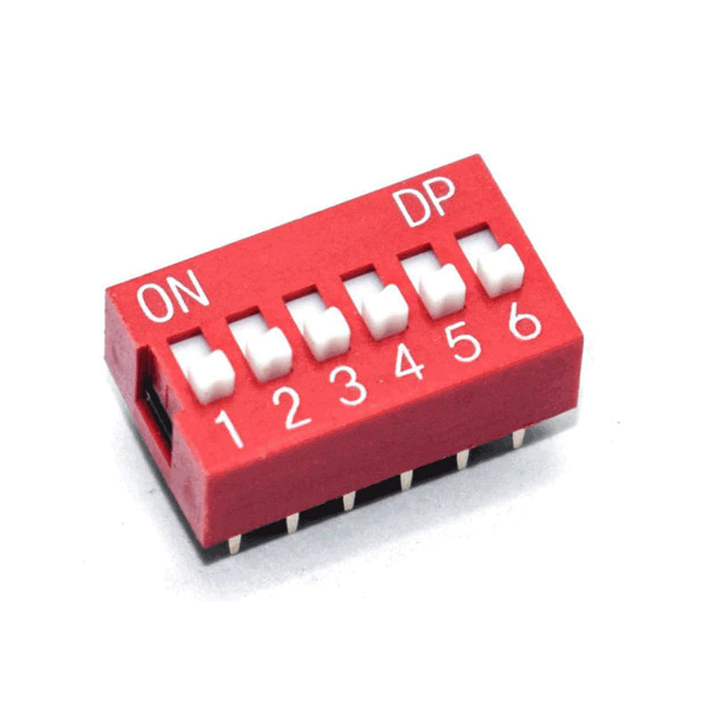 6 Way DIP Switch SPST - 2.54mm Pitch (Pack of 10)