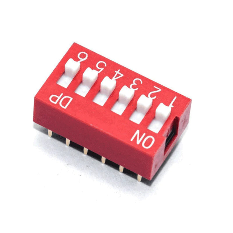 6 Way DIP Switch SPST - 2.54mm Pitch (Pack of 10)