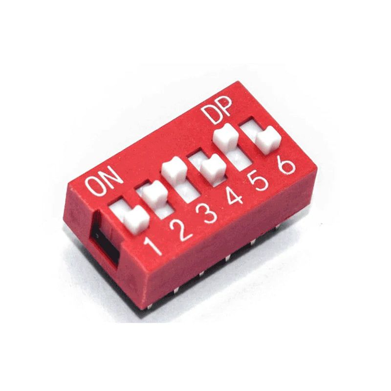 6 Way DIP Switch SPST - 2.54mm Pitch (Pack of 10)