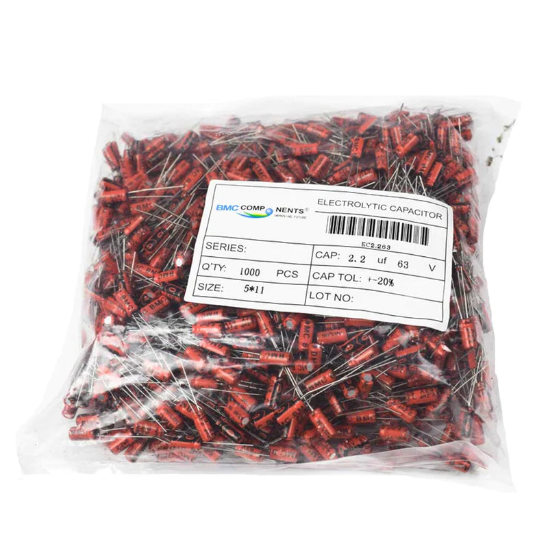 2.2µF 63V Electrolytic Capacitor (Pack of 1000)