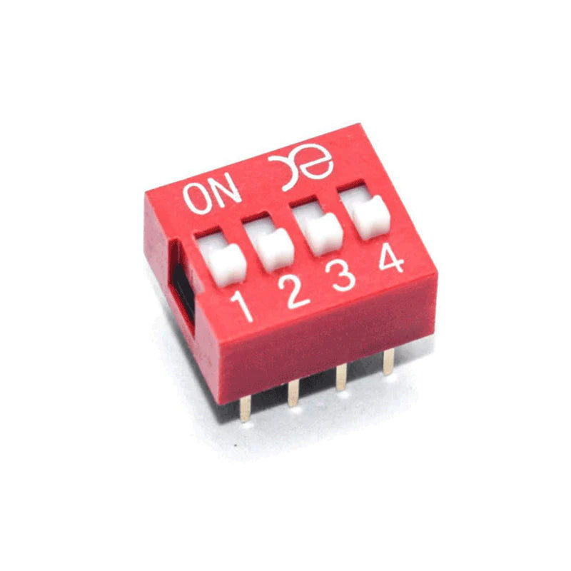 4 Way DIP Switch SPST - 2.54mm Pitch (Pack of 10)
