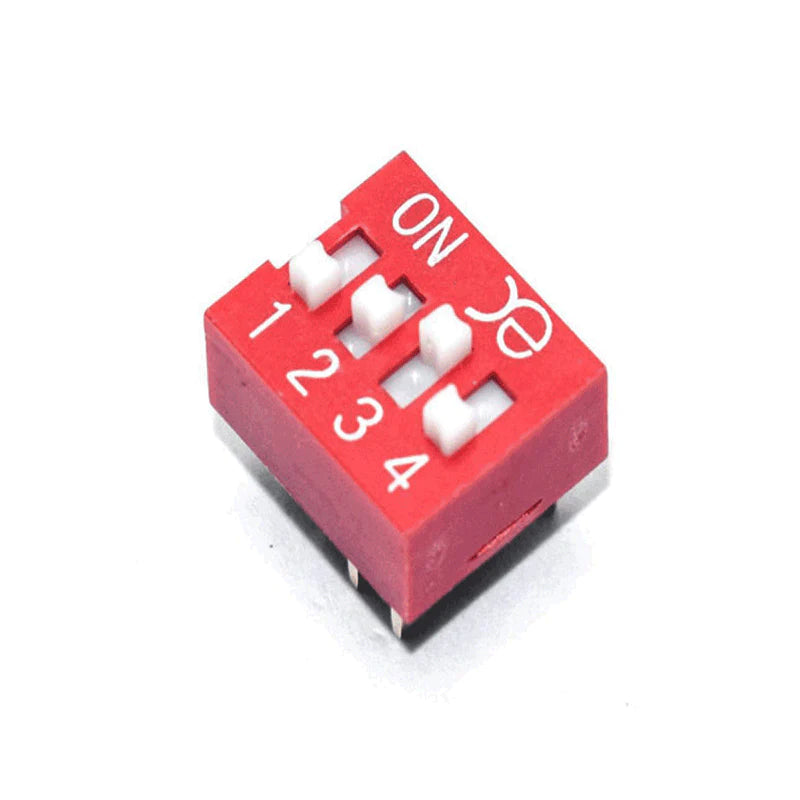 4 Way DIP Switch SPST - 2.54mm Pitch (Pack of 10)
