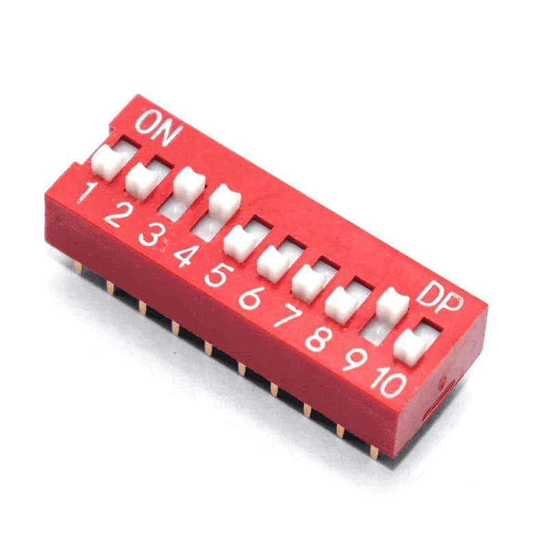 10 Way DIP Switch SPST - 2.54mm Pitch (Pack of 10)