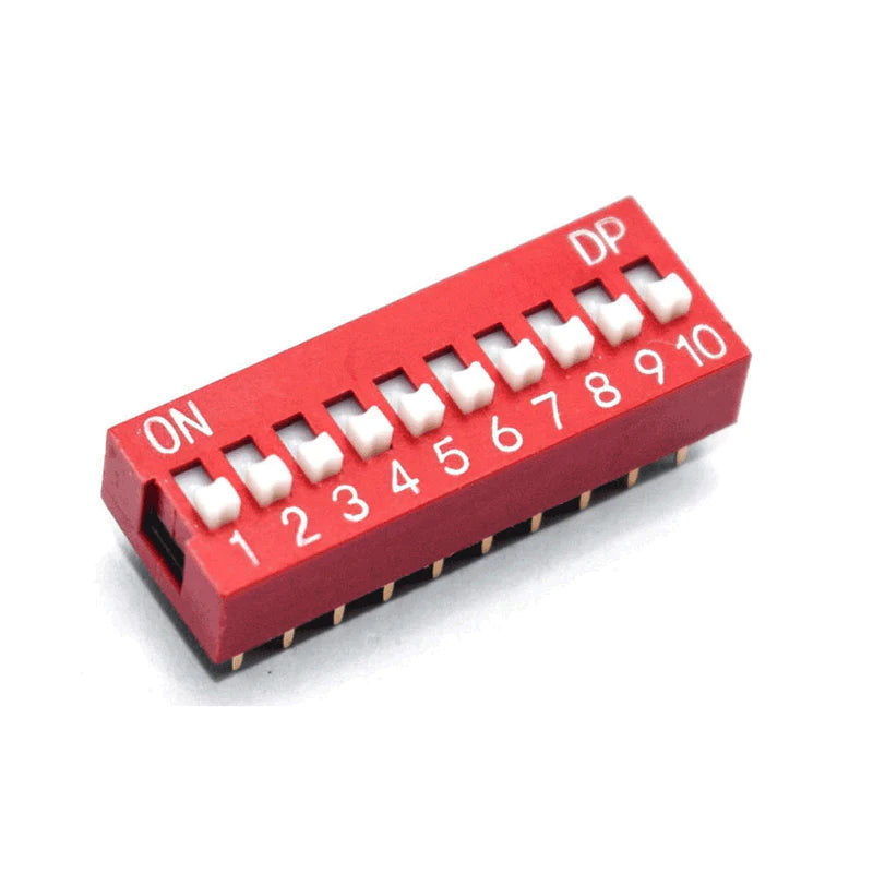 10 Way DIP Switch SPST - 2.54mm Pitch (Pack of 10)