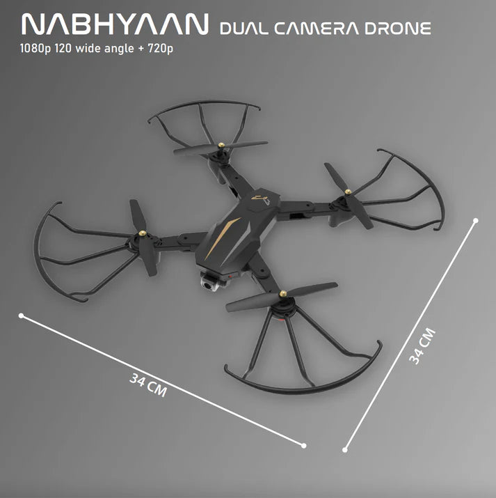 NABHYAAN Drone 1080 BLACK | WiFi HD 1080P + 720 P FPV Dual Camera Drone | PREMIUM BAG VERSION | Position Locking Drone