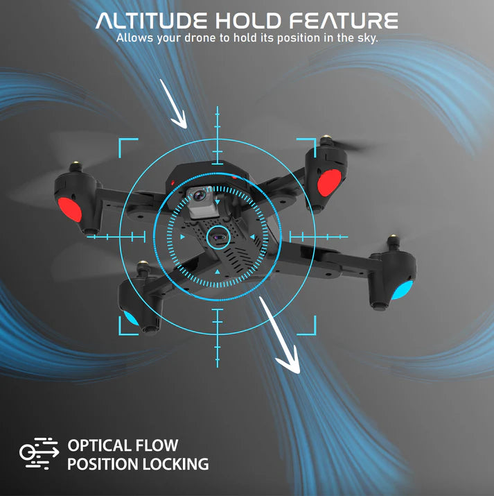 NABHYAAN Drone 1080 BLACK | WiFi HD 1080P + 720 P FPV Dual Camera Drone | PREMIUM BAG VERSION | Position Locking Drone