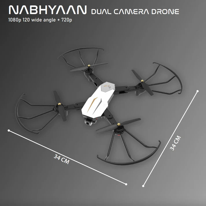 NABHYAAN Drone 1080 WHITE | WiFi HD 1080P + 720 P FPV Dual Camera Drone | BOX VERSION | Position Locking Drone