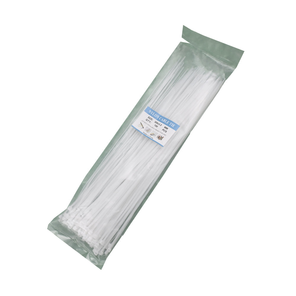 300 x 3.2mm White Nylon Zip Tie (Pack of 100)