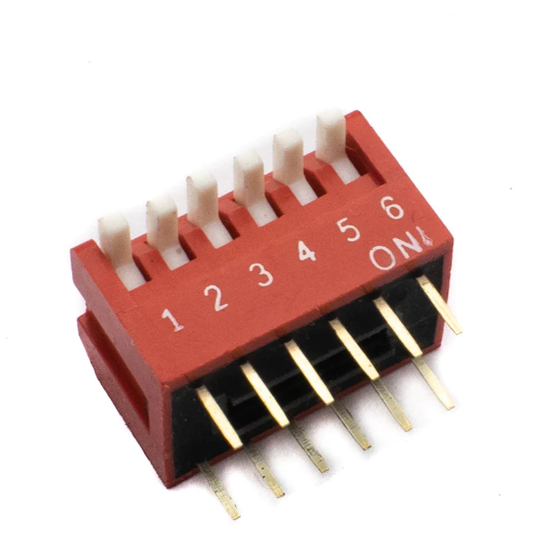 6 Way DIP SPST Switch Right Angle (Piano Type) (Pack of 10)