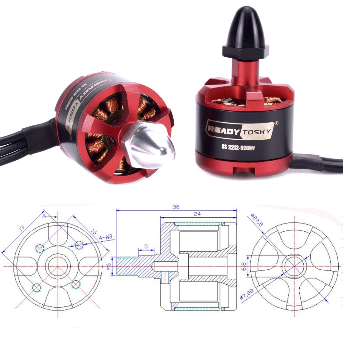DJI 2212 920KV Brushless DC Motor for Drone (CW + CCW) Pair