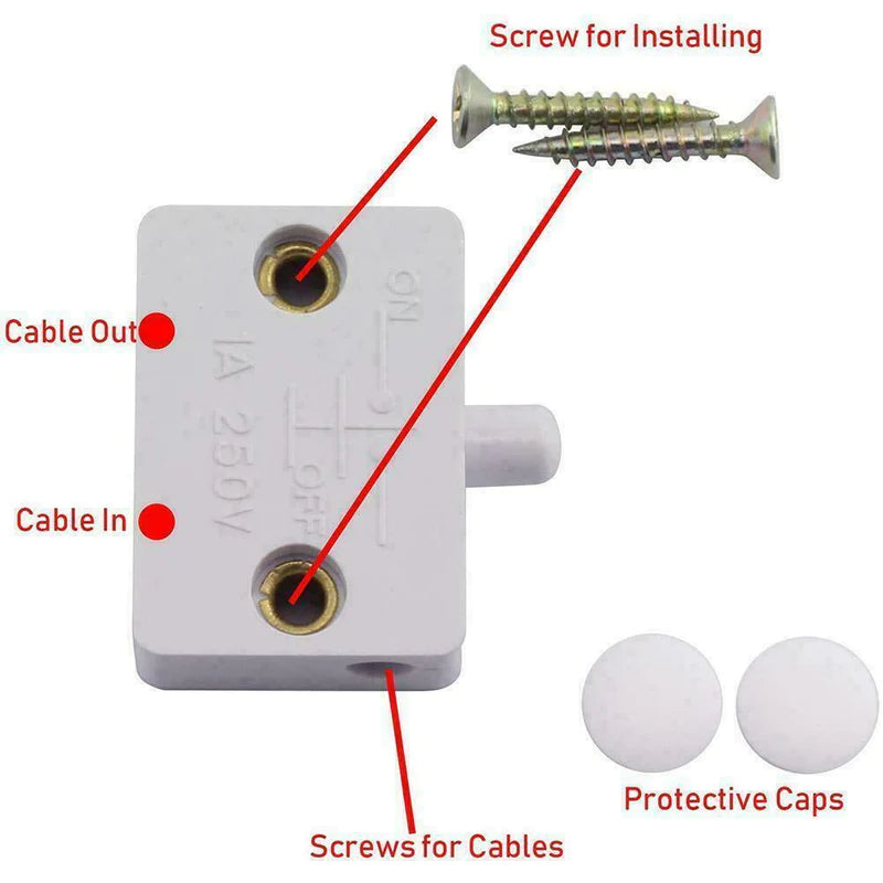 Automatic Reset Switch Wardrobe Cabinet Door Light Switch Control Switch (Pack of 6)