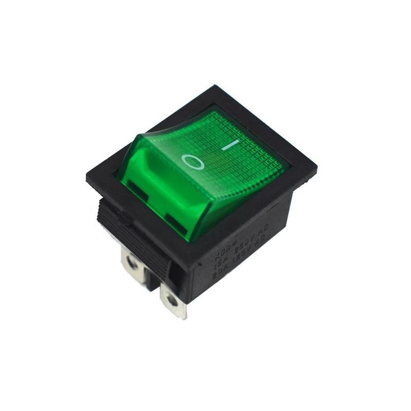 KCD4 16A 250V DPST ON-OFF Rocker Switch with Green Light (Pack of 20)