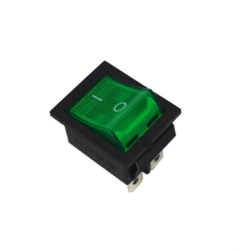 KCD4 16A 250V DPST ON-OFF Rocker Switch with Green Light (Pack of 20)