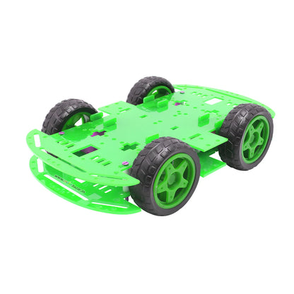 Multi-Purpose 4-Wheels Double Decker Smart Robotic Car With 4 Way Joystick & Motor Driver Hub