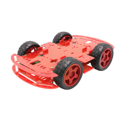 Multi-Purpose 4-Wheels Double Decker Smart Robotic Car With 4 Way Joystick & Motor Driver Hub