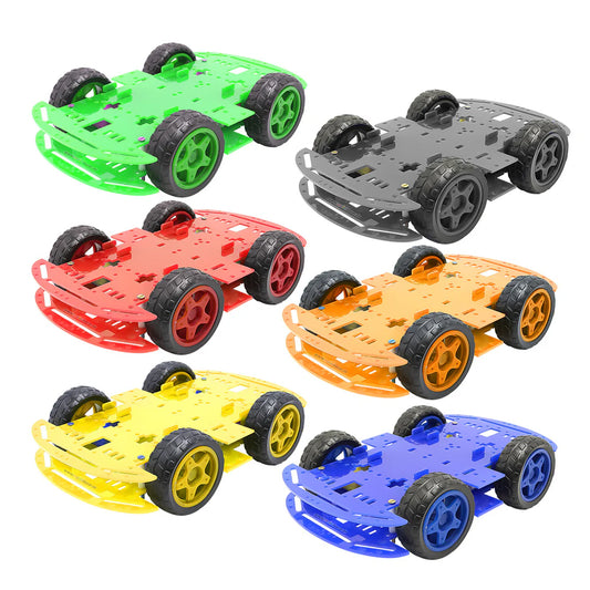 Multi-Purpose 4-Wheels Double Decker Smart Robotic Car With 4 Way Joystick & Motor Driver Hub
