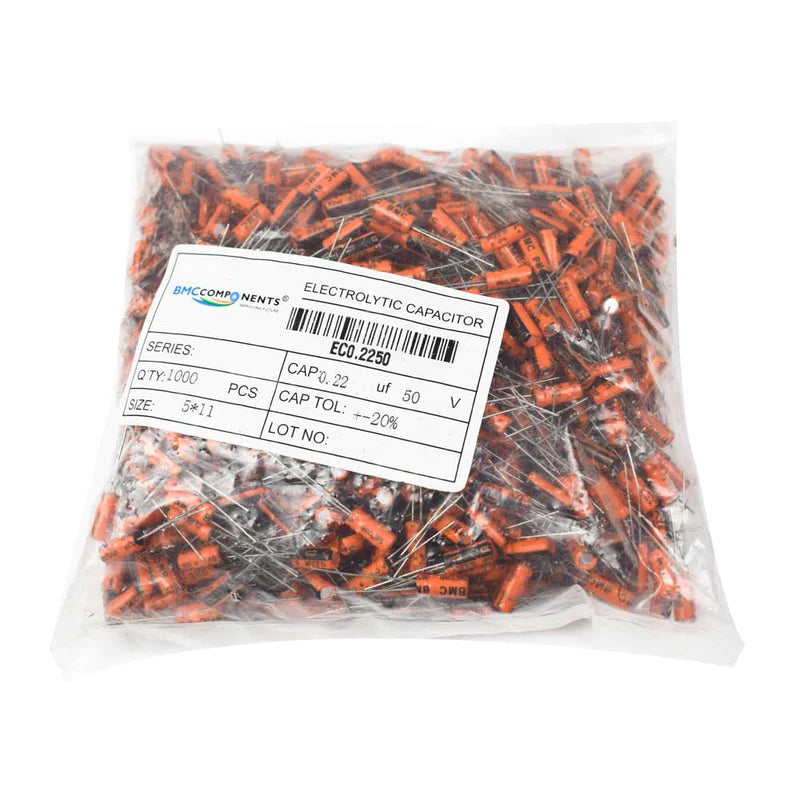 0.22µF 50V Electrolytic Capacitor (Pack of 1000)