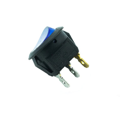 6A 250V AC SPST ON-OFF Round Rocker Switch with Blue Light (Pack of 20)