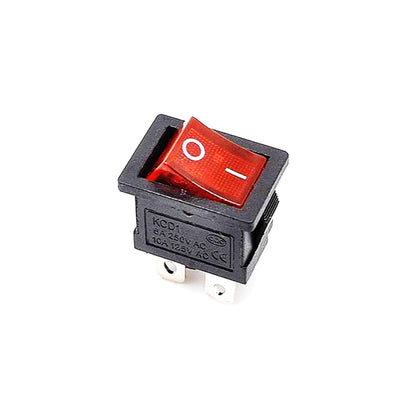 6A 250V SPDT ON-OFF Rocker Switch with Red Light (Pack of 20)