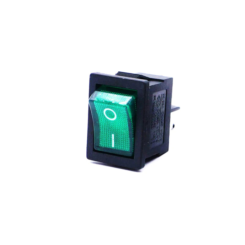 6A 250V DPST ON-OFF Rocker Switch with Green Light (Pack of 20)