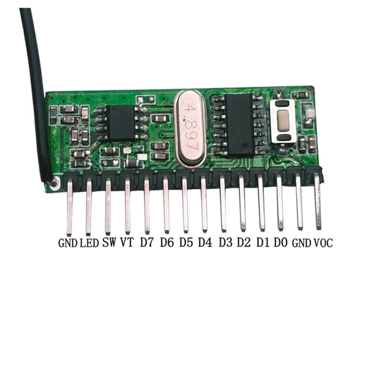 Qiachip 433/315Mhz Wireless Receiver Learning Code 1527 Fixed code 2260 Decoding Module 8 CHNNEL Output Learning Button