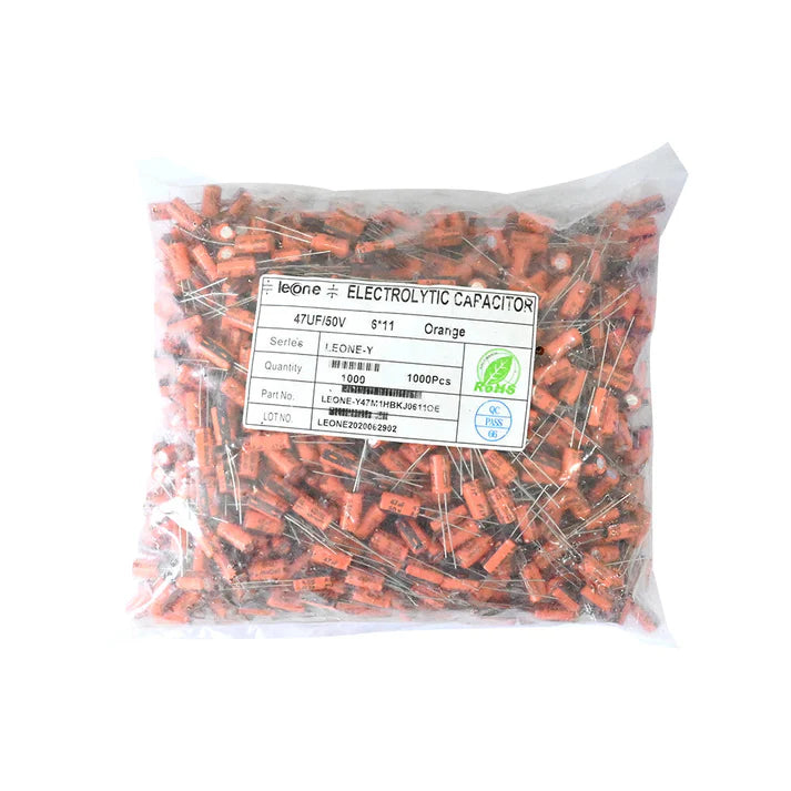 Leone 47uF 50V Electrolytic Capacitor (Pack of 1000)