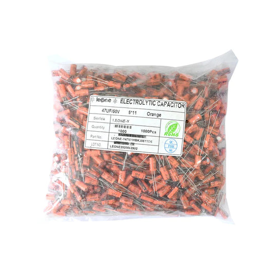 Leone 47uF 50V Electrolytic Capacitor (Pack of 1000)