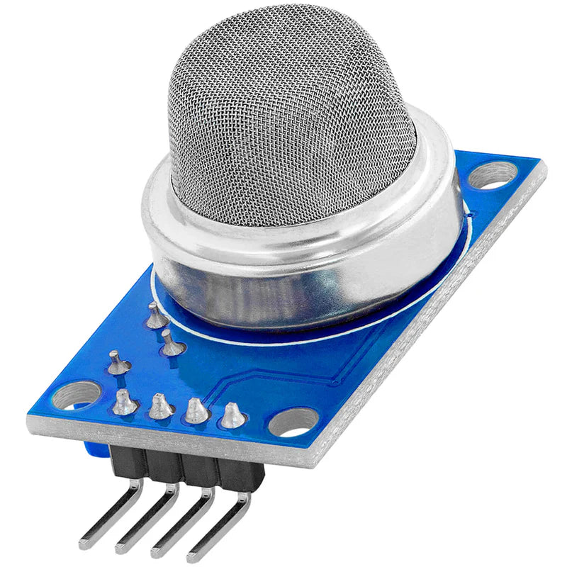 MQ-135 Air Quality Gas Sensor Module, with a metallic sensor head on a blue circuit board, labeled with 'MQ135'.