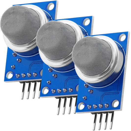 MQ-135 Air Quality Gas Sensor Module, with a metallic sensor head on a blue circuit board, labeled with 'MQ135'.