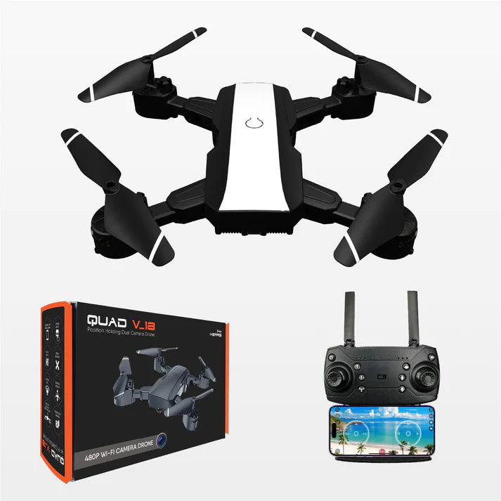 QUAD V 18 WHITE | WiFi 480P FPV Dual Camera | Position Locking Drone