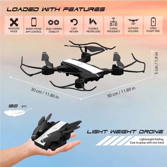 QUAD V 18 WHITE | WiFi 480P FPV Dual Camera | Position Locking Drone