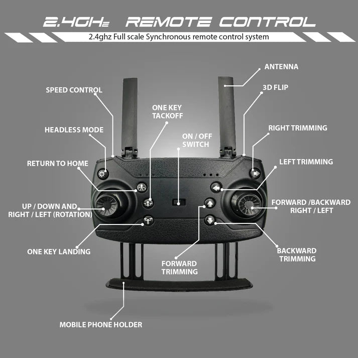 QUAD V 18 WHITE | WiFi 480P FPV Dual Camera | Position Locking Drone