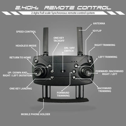 QUAD V 18 WHITE | WiFi 480P FPV Dual Camera | Position Locking Drone
