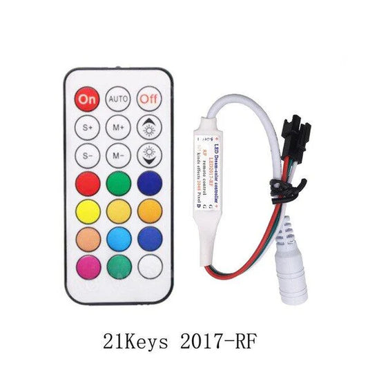 5-24V LED2017-IR LED Light Strip Wireless Remote Mini WS28xx RGB Controller (2048px, 361modes)