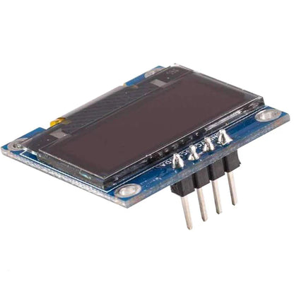 Small electronic module with a display and connectors on a white background,Electronic|Electronic component|Components|0.96" OLED Display Module|OLED Display Module|OLED Display|0.96" OLED Display|Module|Modules|Module|Arrow|Arrow.com|Arrowtech|ArrowTech.com|Arrowtechcart|Arrowtechcart.com