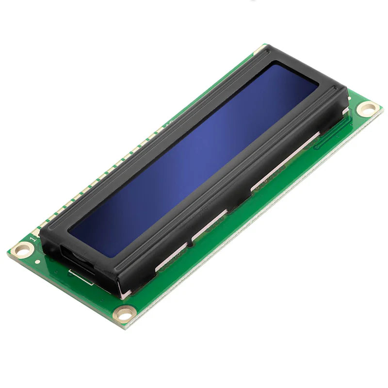 16x2 LCD 1602 alphanumeric display with blue backlight – compatible with Arduino, ESP32, Raspberry Pi.
