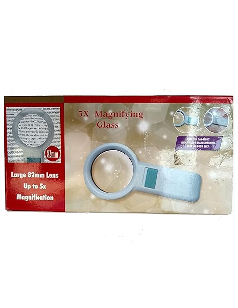 88 mm Hand Held Magnifier with 5X Magnification and 10 LED Light