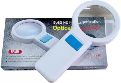 88 mm Hand Held Magnifier with 8X Magnification and 10 LED Light