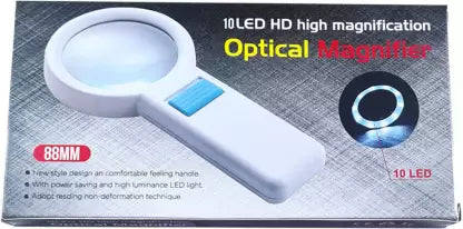 88 mm Hand Held Magnifier with 8X Magnification and 10 LED Light