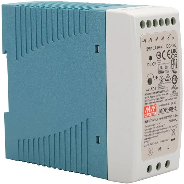 MDR-60-5 Mean Well SMPS 5V 10A Compact DIN Rail Power Supply