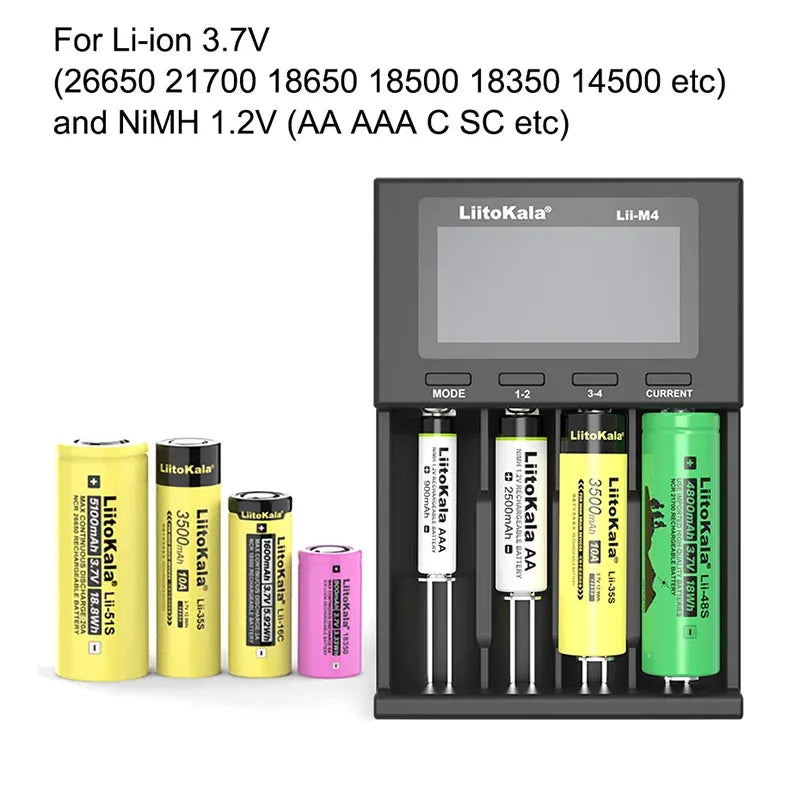 Basic components|component|electronic component|electronic|Liitokala Lii-M4|Smart Universal LCD Fast Battery Charger|Testing Meter|Battery Charger|Liitokala Lii-M4 Smart Universal LCD Fast Battery Charger with Charging|Liitokala Battery Charger|Arrow|ArrowTech|Arrowtechcart|Arrowtechcart.com