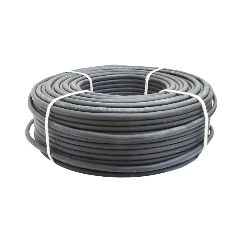 6 Core 16/.200mm Black Shielded Round Cable (90 Meter)