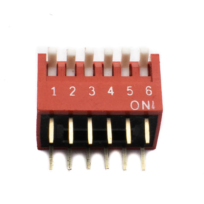 6 Way DIP SPST Switch Right Angle (Piano Type)