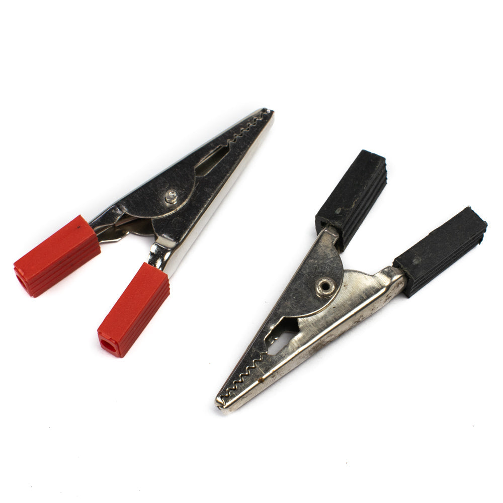 50mm Alligator Clip (Red & Black) Pair with Rectangular Grip