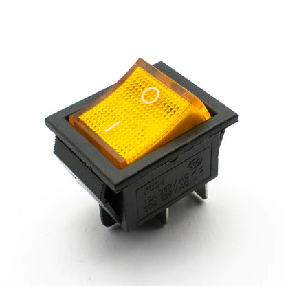 KCD4 16A 250V DPST ON-OFF Rocker Switch with Yellow Light (Pack of 20)