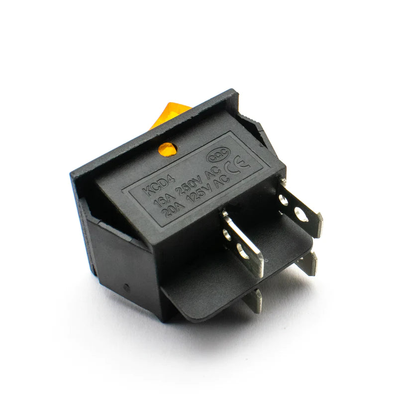 KCD4 16A 250V DPST ON-OFF Rocker Switch with Yellow Light (Pack of 20)