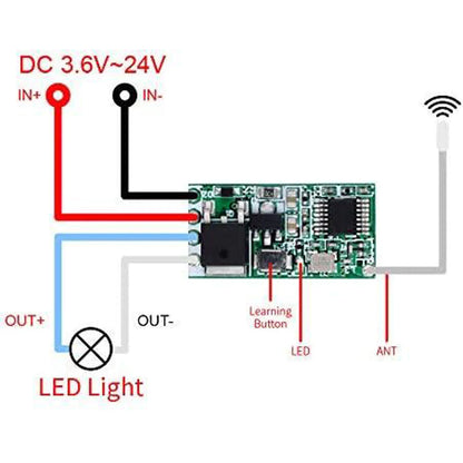 QIACHIP Wireless 433Mhz RF Module Receiver Remote Control Built-in Learning Code 1527 Decoding 1 channel output with MOSFET Current Driver