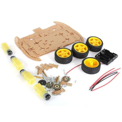 Multi-Purpose 4-Wheels Double Decker Smart Robotic Car With 4 Way Joystick & Motor Driver Hub