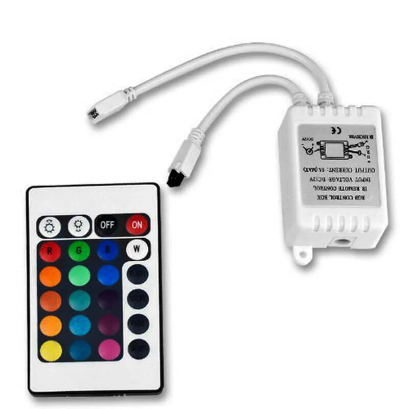12V 5050 RGB LED Strip Controller box with 24 Key IR Remote Control